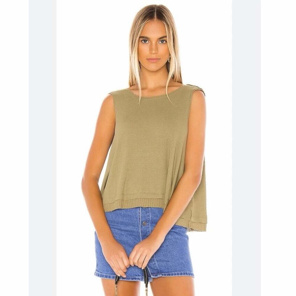 Free People We The Free New Love Tank Top Small Moss Green Ribbed Low Back